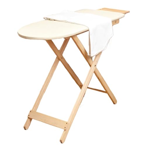 Tabla de planchar plegable vintage, soporte de madera compacto resistente con soporte de plancha ajustable (31 a 35.4 pulgadas), elegante esencial para el hogar para un fácil planchado