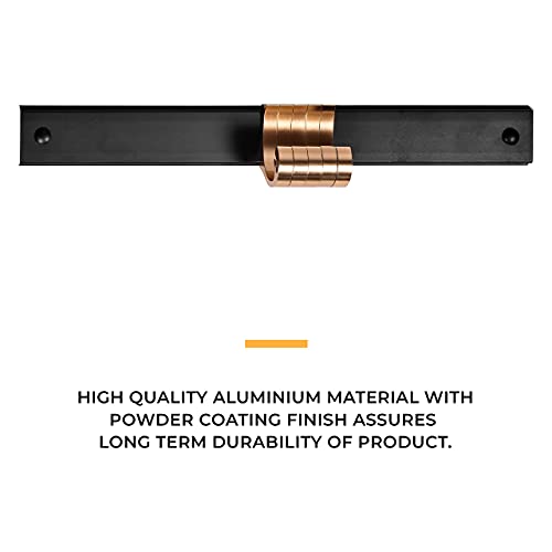 Image of Plantex Aluminum Hook Rail with Movable Hooks for Bathroom /Kitchen /Cloth Wall Hanger - Hooks for Clothes Hanging (5 Hooks - Black & Gold)