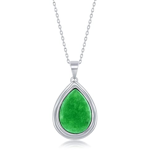 Silvadi Sterling Silver Jade Necklace - Natural Jade Pendant for