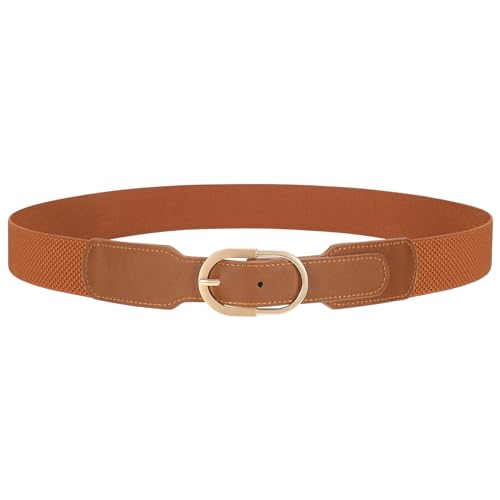 XZQTIVE Women Elastic Stretchy Belts for Dress Pant Comfortable Stretch Ladies Waist Belt with Fashion Gold Buckle