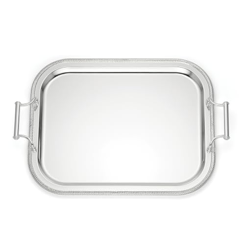Image of Reed And Barton Silverplate Serving Tray, Metal Serveware, Handwash Recommended, Rectangle Tray with Handles (Silver)