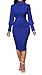 IbuduSexy Church Dresses for Women Elegant Bow tie lace Button Long Sleeve Pink Royal Blue