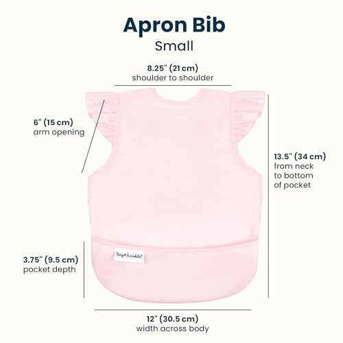 Image of Tiny Twinkle Mess Proof Baby Bib for Girls | Waterproof Toddler Bib for Eating | Baby Apron for Feeding | Machine Washable | Perfect Shower Gift (Rose, 6-24M)