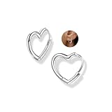 【Herz Silber Ohrringe 】Das niedliche Herz-Reifen-Design macht es zu einem einzigartigen Symbol der Liebe, und kann Ihre endlose Liebe für sie zeigen. Diese Herz-Reifen-Ohrringe sind schön und gut gemacht, tragen Sie bequem. Diese kleinen Schläfer-Ohrringe Frauen sind extrem leicht und werden nicht anlaufen und Ihr Ohrläppchen herunterziehen. Gut für Tag und Nacht!