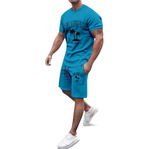 Ensemble de sport d'été homme bleu ciel grande taille XXXXL fluide