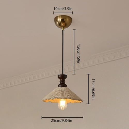 Gray Cement Lamp Body Pendant Light with E26/E27 Wood Base Vintage Dining Room Decorative Hanging [5]