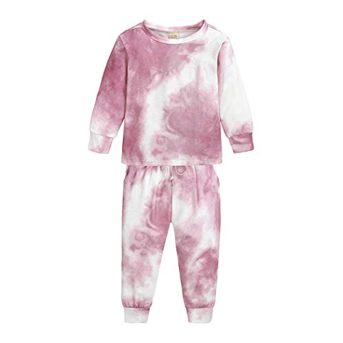 MYGBCPJS 2Pcs Kids Girls Tie Dye Sweatsuit Child Cotton Long Sleeve Outfits Set Sport Tracksuit Tops + Sweatpants3