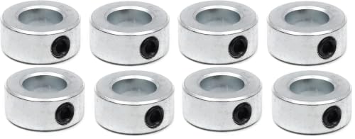 Image of (8-Pack) 1 inch Bore Solid Steel Shaft Collars with Zinc Plated Coating - Durable Shaft Collars Suitable for Machinery and Industrial Use