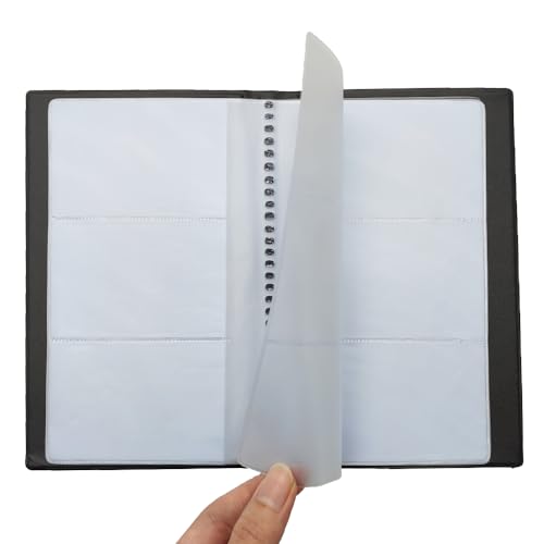 LGXEnzhuo Business Card Book Holder Organizer, Portable Business Card Booklet, Black, 120 Cards Capacity, PVC Material, for Men and Women