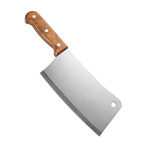 Image of Heavy Duty Meat Cleaver Knife (27.5cm) - Stainless Steel Sharp Butcher Chopper with Wooden Handle for Bone, Mutton & Chicken Cutting - Kitchen & Home Use