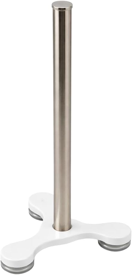 Paper Towel Holder Countertop Stainless Steel with Suction Base (White Base)