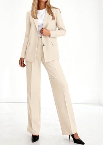 KIRUNDO Womens Suits 2 Piece Set Business Casual Blazer Jacket Wide Leg Dress Pants Suits Professional Work Office Outfits - Image 4
