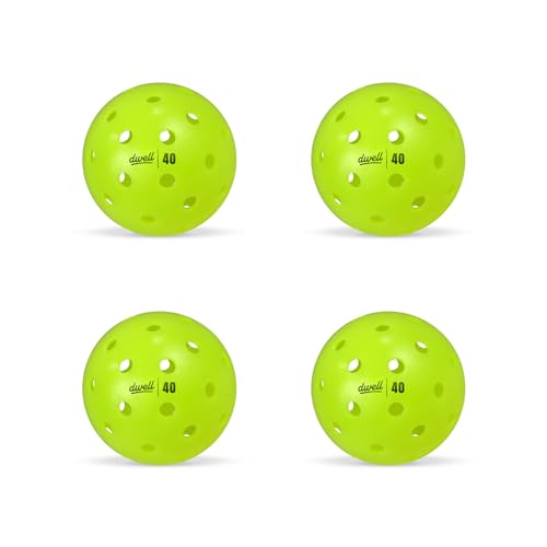 DWELL 40 Hole Pickleball Balls | Crack Resistant | for Outdoor Use | Official Ball of All Florida Pickleball | Bulk Pickle Balls (Pack of 4)