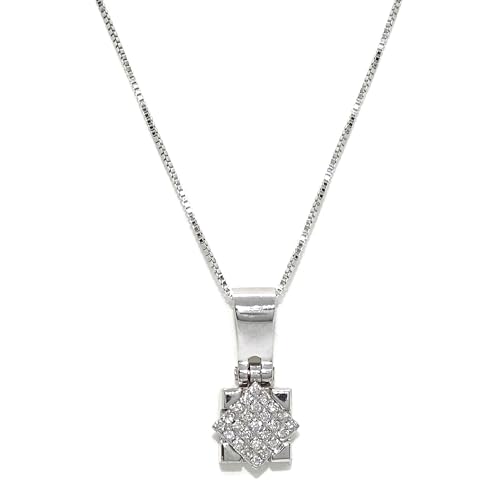 Never Say Never Colgante cuadrado para mujer de oro blanco de 18k y 0.15 cts de diamantes auténticos. Un regalo para toda la vida.