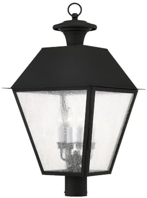 Miniatura 2 de Livex Lighting 2173-04 Mansfield - Cabezal de poste para exteriores con 4 luces, color negro, 27.50 x 15.00 x 15.00 pulgadas