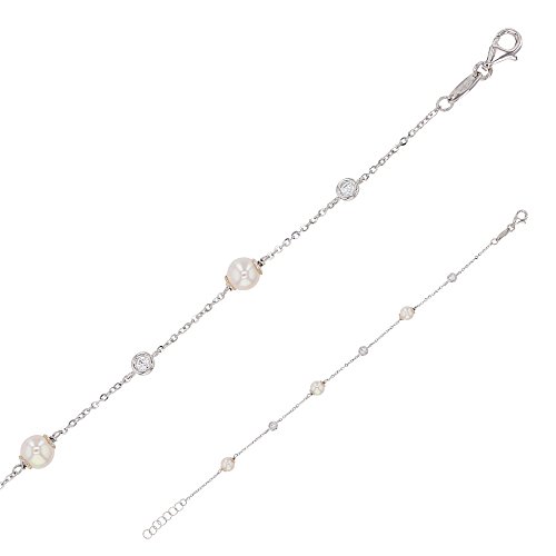 Bracelet Or blanc 375/1000e et perles d'eau douce à offrir