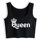 Queen of Spades Print Tank Top Hotwife Mistress Wife Sharing BBC Print Yoga Sports Workout Crop Top Women's Gym Tops Black