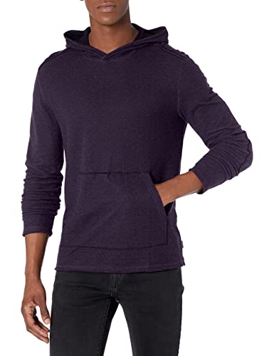 John Varvatos Star USA mens Brannon Ls Double Knit Jacquard Pullover Hoody Hooded Sweatshirt, Regal Purple, Medium US