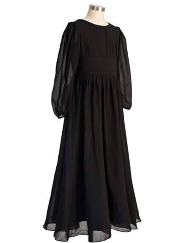 FAIRY COUPLE Girl's Crewneck Lantern Sleeve A-Line Chiffon Junior Bridesmaid Dress for Wedding Party Pageant4