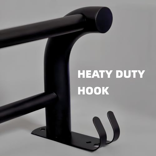 yozhch Black Towel Holder for Bathroom Double Towel Rail with Bars Wall Mounted Towel Rack Chrome Towel Shelf with Hooks - Image 4