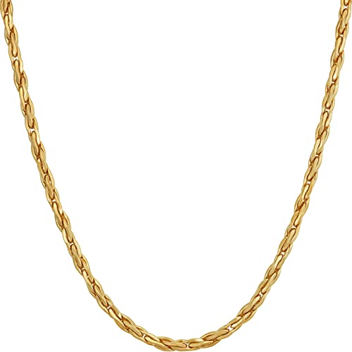 LIFETIME JEWELRY Twister Weave Chain Necklace for Women & Men 24k Real Gold Plated (2mm & 3mm)