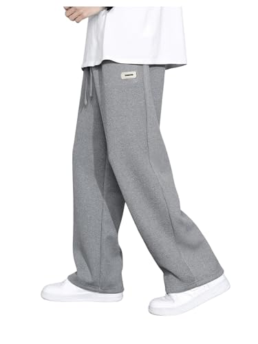 Floerns Men's Causal Letter Patch Drawstring Waist Straight Leg Track Pants