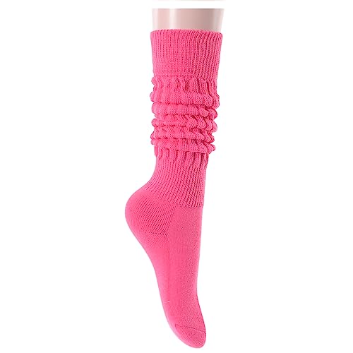 Sockfun Funny Slouch Socks Women, Novelty Slouchy Scrunch Scrunchy Scrunchie Scrunched Socks Teen Girl, Dark Pink Hot Pink #TOP18