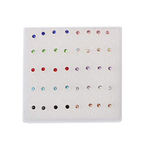 20 Pairs Colorful Faux Rhinestone Plastic Ear Studs Hypoallergenic Earrings Mixed Colors 2mm
