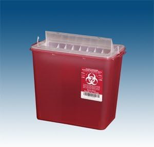 Sharps Container, 5 qt. Red Horizontal Entry, case/20 for use w/ PP-143002