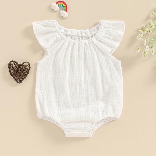 Mubineo Baby Girl Boy Summer Cotton Linen Romper Clothes Basic Plain Ruffle Sleeveless Comfy Rompers Newborn Tops thumb #2