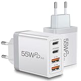 European USB C Charger 2 Pack, 55W European Travel Plug Adapter 4-Port Fast Charger Type C Wall Charger USA to Europe Plug Adaptor for iPhone 16 15 14 13 12 11 Pro Max XS X 8, Galaxy, Android