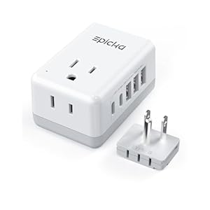 US Travel Adapter, Universal Plug Adapter with 2 AC Outlets, 3 USB-A & 2 USB-C Ports, Ultra Compact Swap&Adapt Type B Plug Attachment, Grounded Adapter for Canada, Mexico, Philippines (X232B)