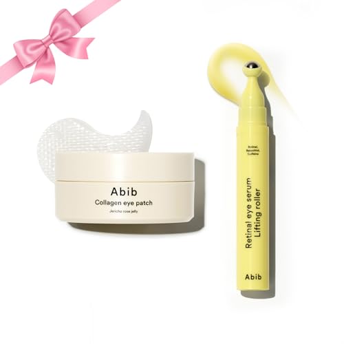 Abib Special Eye Care Duo : Collagen Eye Patchr&Retinal Serum Lifting Roller, Korean Skincare, Anti-wrinkle, Dark Circles with Caffeine & Bakuchiol for Under Eyes