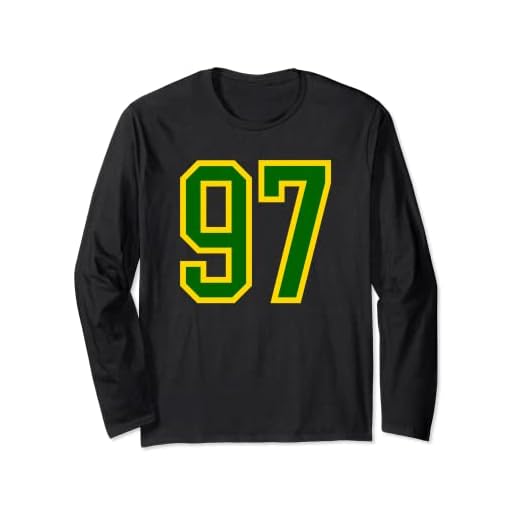 Número de camiseta # 97 de cumpleaños verde amarillo número deportivo 97 Manga Larga