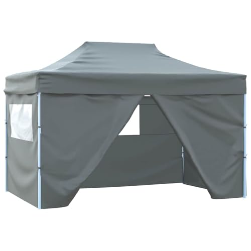 vidaXL Profi Partyzelt Faltbar mit 4 Seitenwänden Wasserbeständig Pavillon Festzelt Gartenzelt Bierzelt Faltpavillon Garten 3x4m Stahl Anthrazit