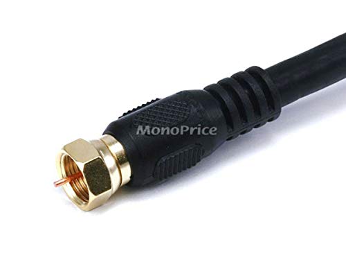 Image of Monoprice RG6 Quad Shield CL2 Coaxial Cable with F Type Connector, 100ft, Black