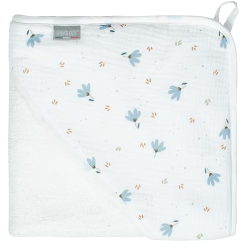 Sortie de bain bébé bambou et gaze de coton Sevira Kids 75x75 cm