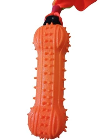 PSK PET MART Outdoor Pet Dog Training Toy TPR Ribbon Throwing Rubber Bone Chew Play Bite Toy Dog Molar Interactive Sound Ball Toys Puppy Squeaky Toy