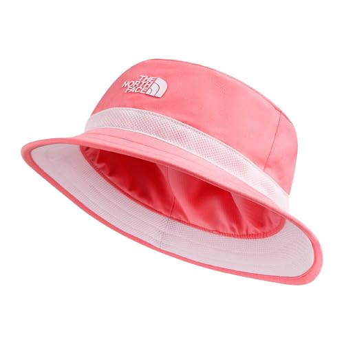 The North Face Kids Class V Reversible Bucket Hat - Packable Lightweight Bucket Hat, Sweat-Wicking, Color-Changing Design, Coral Crush Logo Weather Topo Phantom Print, Large