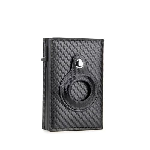 wallet Theft Mens Wallet Credit Card Holder Fit For Smart Wallets Fit For Apple Air Tag Blocking Slim Carbon Fiber Pattern AirTag Brown Walet Portable(Carbon Black)