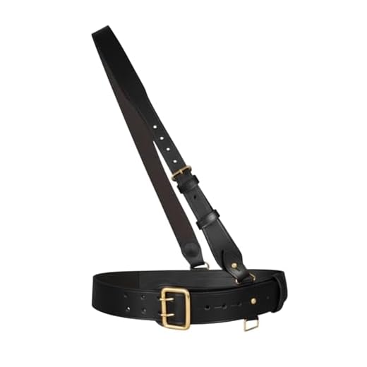 Sam Browne Ceinture avec bandoulière – Ceinture en cuir véritable de style policier et militaire – Ceinture réglable en cuir noir avec boucles en laiton massif pour uniforme, cérémonie et costume