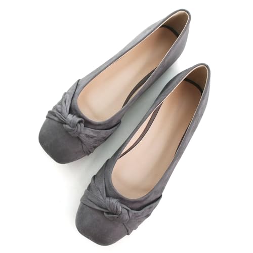 INEELUYI Women Flats Square Toe Bowknot Dress Flats Cute Slip On Ballet Flats Soft Walking Flats