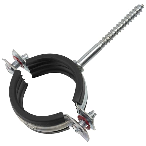 AERZETIX - Set di 5 collari di serraggio semplici isolati con vite per tubo 1 1/4 | montaggio orizzontale o verticale | campo di serraggio 38-45 mm | acciaio con guarnizione in gomma