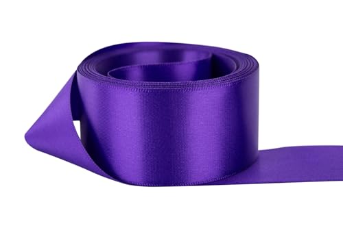 Image of Ribbon Bazaar Double Faced Satin - Premium Gloss Finish - 100% Polyester Ribbon for Gift Wrapping, Crafts, Scrapbooking, Hair Bow, Decorating & More - 3 /8 inch Regal Purple 50yd Spool