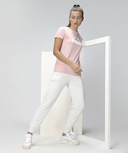 Image of Puma Women's Essentialentials Logo T-Shirt | 100% Cotton Regular Fit T-Shirt for Women | Ribbed Crew Neck | Iconic Puma Logo | Ideal for Workouts, Casual Outings & Everyday Wear