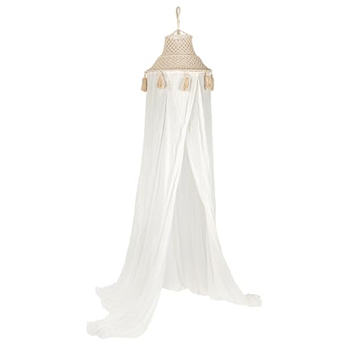 Creative Co-Op White Cotton Macramé Canopy with Tassels