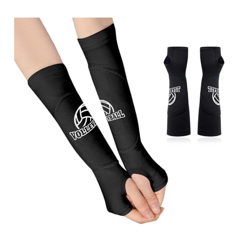 GIDWRIY Manguitos Voleibol Manga,Protector Antebrazo Voleibol,Muñequeras de Voleibol Accesorios,Manguitos de Compresion para Brazos,Volleyball Sleeves con Almohadillas Protectoras - Negro