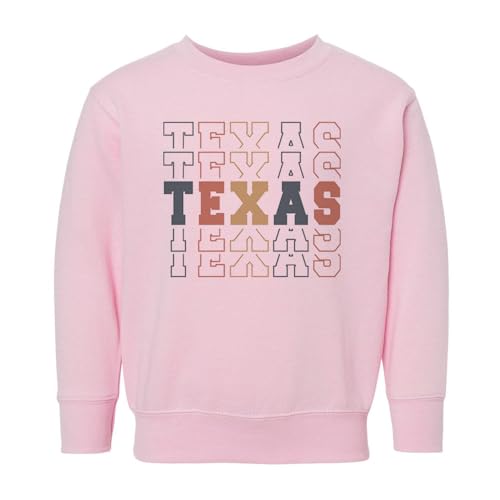 Stacked Texas Kids Sweatshirt Toddler 5T Pink