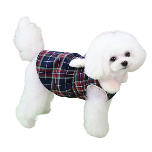 Winter Dog Dress Plaid Print Dog Dress Thick Dog Skirt Pet Dress with Bow
