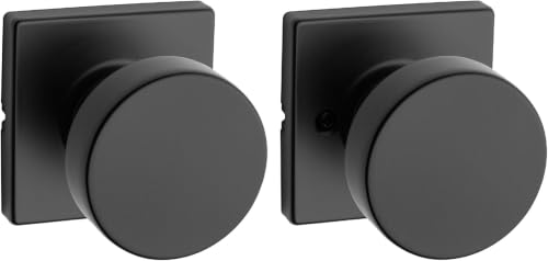 Image of Kwikset Pismo Interior Passage Door Knob, Handle for Closet and Hallway Doors, Non-Locking Doorknob in Matte Black, with Microban Protection (Pack of 12)